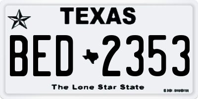 TX license plate BED2353