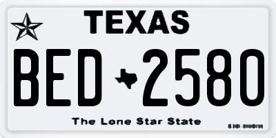 TX license plate BED2580