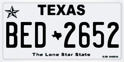 TX license plate BED2652