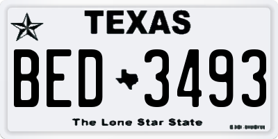 TX license plate BED3493