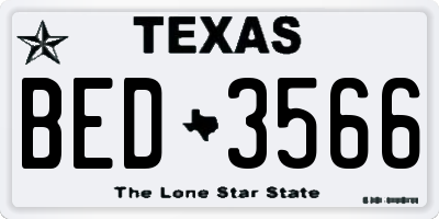 TX license plate BED3566