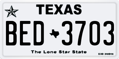 TX license plate BED3703