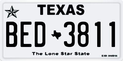 TX license plate BED3811