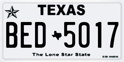 TX license plate BED5017