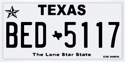 TX license plate BED5117