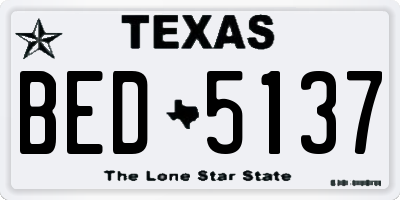 TX license plate BED5137