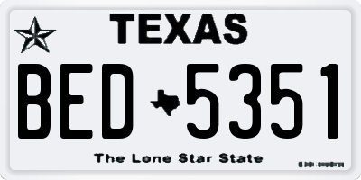 TX license plate BED5351
