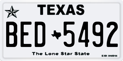 TX license plate BED5492