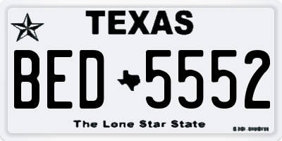 TX license plate BED5552