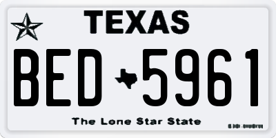 TX license plate BED5961