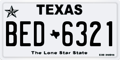TX license plate BED6321