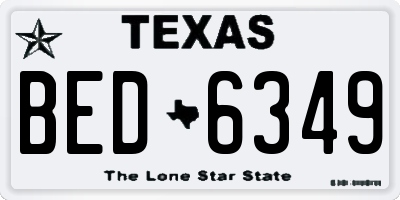 TX license plate BED6349
