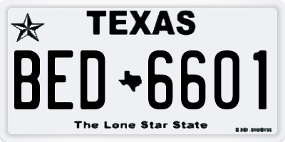 TX license plate BED6601