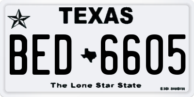 TX license plate BED6605