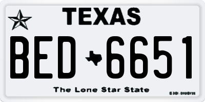 TX license plate BED6651