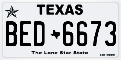 TX license plate BED6673