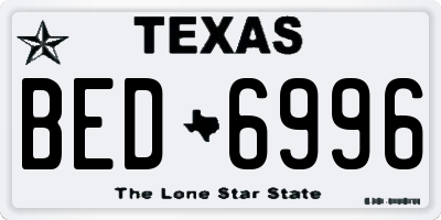 TX license plate BED6996