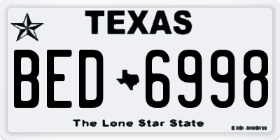 TX license plate BED6998
