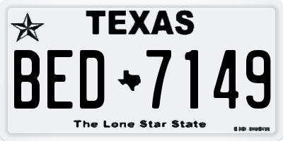 TX license plate BED7149