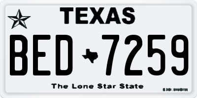 TX license plate BED7259