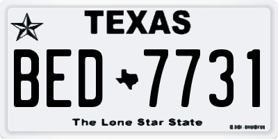 TX license plate BED7731