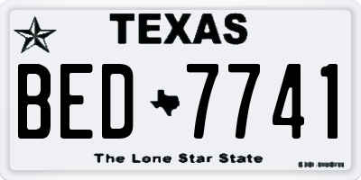 TX license plate BED7741