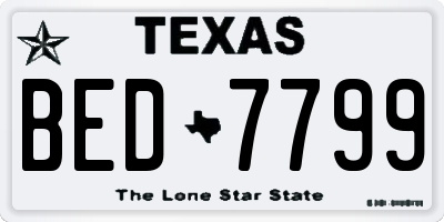 TX license plate BED7799