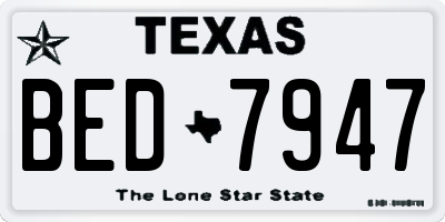 TX license plate BED7947
