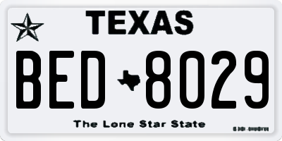 TX license plate BED8029