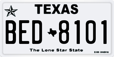 TX license plate BED8101