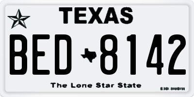 TX license plate BED8142