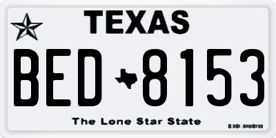 TX license plate BED8153