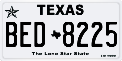 TX license plate BED8225
