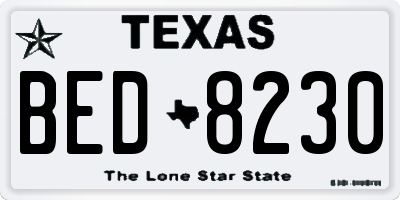 TX license plate BED8230