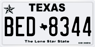 TX license plate BED8344
