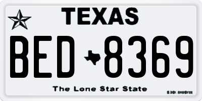 TX license plate BED8369