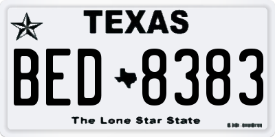 TX license plate BED8383