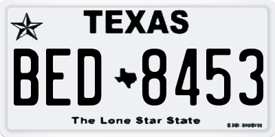 TX license plate BED8453