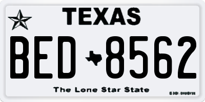TX license plate BED8562