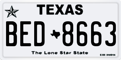 TX license plate BED8663