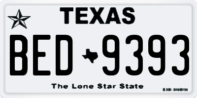 TX license plate BED9393