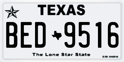 TX license plate BED9516