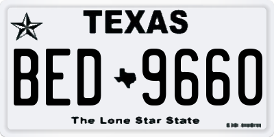 TX license plate BED9660