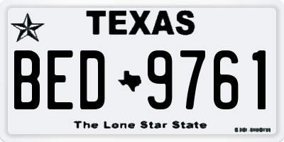 TX license plate BED9761