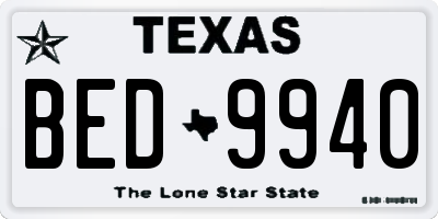 TX license plate BED9940