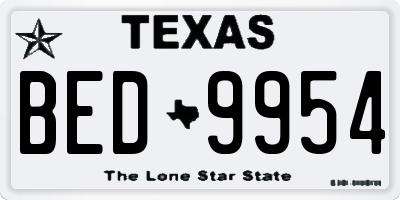 TX license plate BED9954