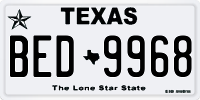 TX license plate BED9968