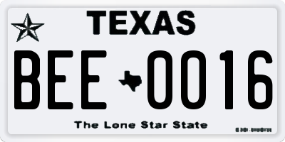 TX license plate BEE0016
