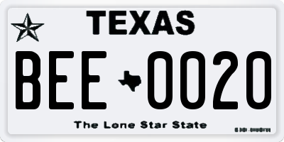 TX license plate BEE0020