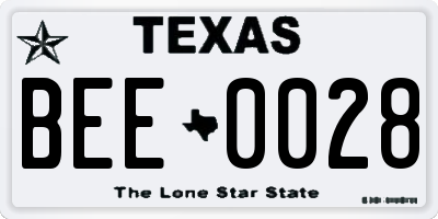 TX license plate BEE0028